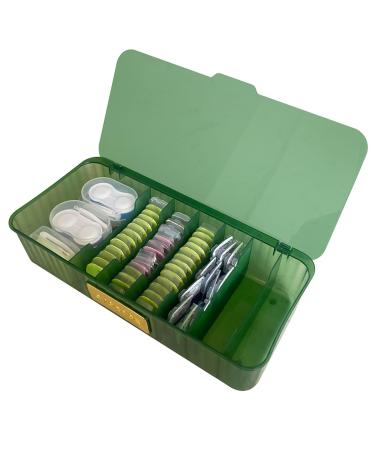 Storage Organizer for Daily Colored Contact Lenses case Clear Plastic Travel Cute Colored Contact Lens Case for All Brands Contact Lens Multifunctional Daily Use (Green)