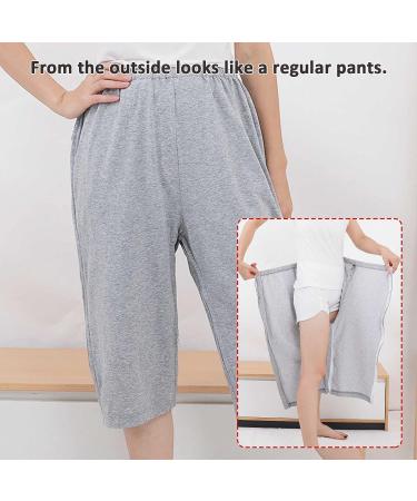 Daily Wear Post Surgery Shorts for Unisex - Zipper Closure Care Clothes for Disabilities & Fractures | L/Large Grey - Buy Online on GoSupps.com