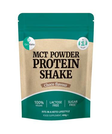 Go-Keto MCT Vegan Protein Shake Chocolate, Powder 400g | TCM Coconut Oil for Keto Diet | Vegan Pea and Rice Protein, Best Amino Acid Profile | Sugar and Lactose Free