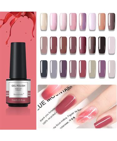 JOYISURE Gel Nail Polishes Glitter Gel Nail Polish Soak Off UV LED Gel Polish Kit Nail Art Set of Coral Pink Nude Grey Purple Peach Brown Colours 8ml each (#16) - Buy Online on GoSupps.com