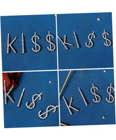 GAXIRE 1 Set kiss hairpin metal clip letter hair barrettes bling hair clips hair jewelry for women silver barrettes accessories for women crystal rhinestones child alloy - Buy Online on GoSupps.com