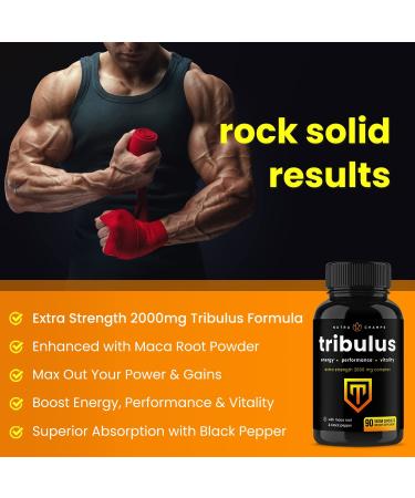 Tribulus Terrestris 2000mg Supplement with Maca & Black Pepper Extract - 90 Vegan Capsules for Men & Women | Extra Strength Saponins for Enhanced Absorption - Buy Online on GoSupps.com