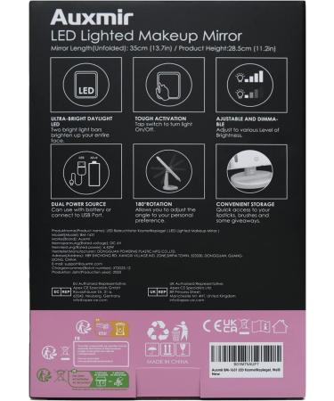 Auxmir Vanity Makeup Mirror with Natural LED Lights 1x/10x Trifold Magnifying Mirror Dual Power Cosmetic Mirror with Touch Screen 180 Brightness Adjustable Lighted Dressing Mirror - Buy Online on GoSupps.com