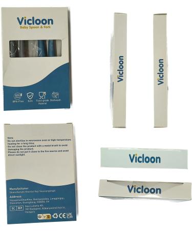 Vicloon Baby Utensils Spoon Fork Set - 4pcs Toddler Cutlery Feeding Set | Easy Grip Bendable Self Feeding Spoon Fork | Light Green-Blue Color - Buy Online on GoSupps.com