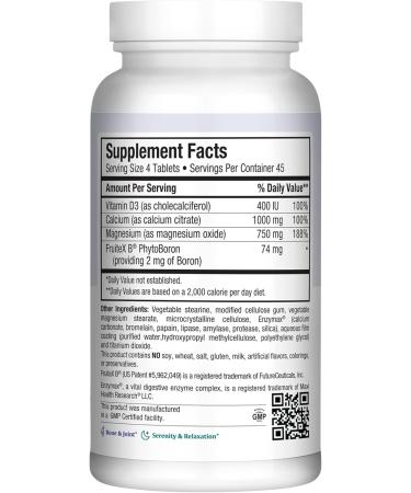 Maxi Health Calcium 1000 mg with Vitamin D3 (400 IU) and Magnesium (750 mg) - Cal Max Dietary Supplement for Bone Teeth and Joint Support - for Men and Women - 180 Tablets 180 Count (Pack of 1) - Buy Online on GoSupps.com