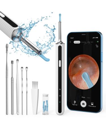 Ear Wax Removal Kit Otoscopes Visual Earwax Removal Camera 1080P FHD WiFi Wireless Ear Cleaner with 6 LED Light for Adults X8-white