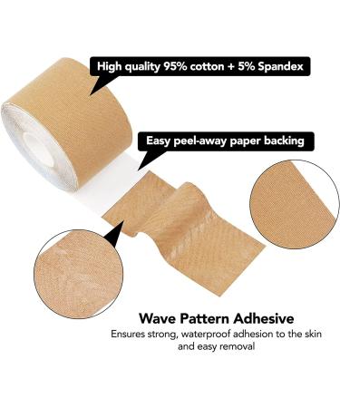 Boob Tape Value Roll - 19.7ft x 2in - Strong Hold, Gentle on Skin - Waterproof & Sweatproof - Includes Nipple Covers - Breast Lift Tape - Buy Online on GoSupps.com