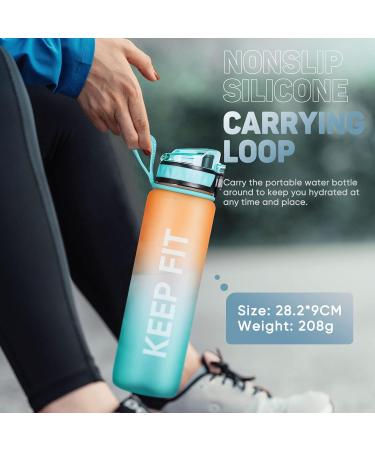 Fuldent 1L BPA-Free Sports Water Bottle | Non-Slip Grip | Ideal for Bike Outdoor School & Gym - Green-Orange - Buy Online on GoSupps.com