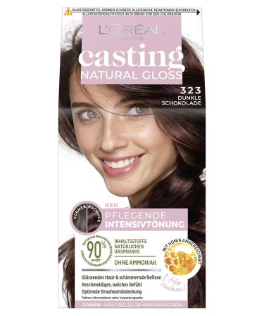 L'Or al Paris Coloration intensive tint for all skin types without ammonia and silicones cover gray hair casting natural gloss gloss hair color No. 323 dark chocolate (brown) 1 piece
