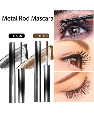 Hardcore Brushless Mascara Curling Mascara Set Waterproof Long-Lasting Non-Falling Non-Clumping Mascara Ultra-Slim Metallic Mascara for Charming Eye Makeup Black+black - Buy Online on GoSupps.com