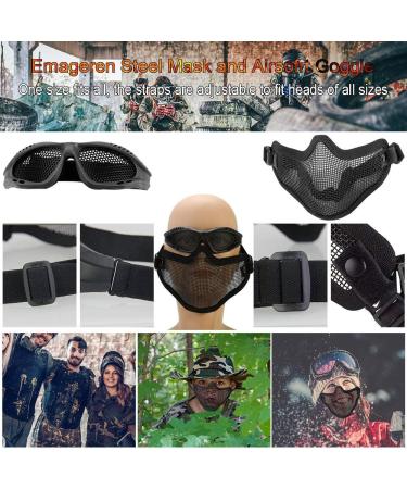Emageren Foldable Airsoft Masks & Protective Glasses | Half-Facial Protection for Halloween Cosplay Paintball & Military Use - Buy Online on GoSupps.com