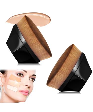 2 Pieces Ideal for Professional Face Base Brush Kabuki Foundation Brush with Box Brush Base Professional Kabuki Brush Liquid Makeup Brush (Black)