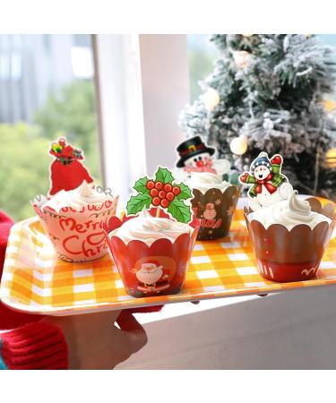 TSJ 24PCS Christmas Cupcake Toppers Picks Cake Dessert Decorations Stick Toothpicks Xmas Party Supplies Christmas a - Buy Online on GoSupps.com