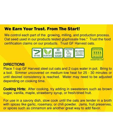 GF Harvest Organic Whole Grain Steel Cut Oats - Gluten Free - 40 oz Bag - Buy Online on GoSupps.com