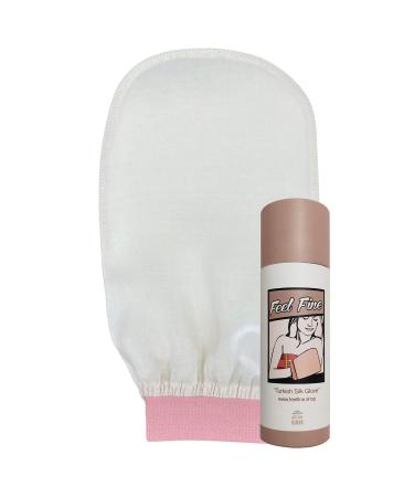 Turkish hammam peeling gloves for body and freshness made of 100% silk silk shoe body peeling for women men shower spa by Feel Fine (pink orange)