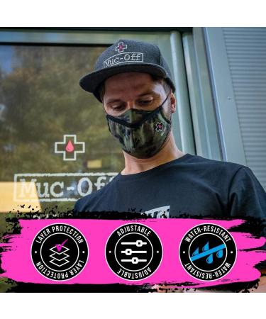 Muc-Off Camo Reusable Face Mask Large - Adjustable & Washable - Mid-Layer Filter - Camo L (1 Pack) - Buy Online on GoSupps.com