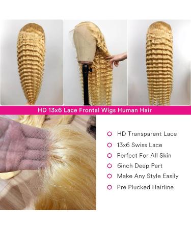 20 Inch Blonde Deep Wave Lace Front Wig Human Hair 13x6 | Pre Plucked 180% Density Glueless 613 HD Lace Frontal Wig for Women - Buy Online on GoSupps.com