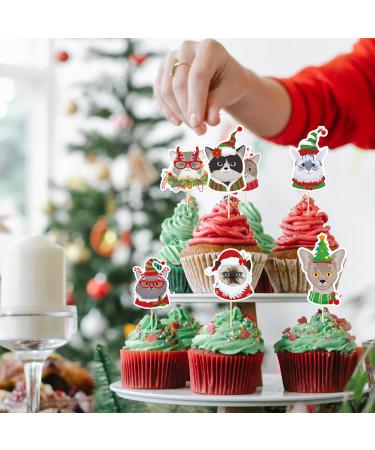 Cat Themed Christmas Cupcake Toppers Santa Cat Cupcake Toppers Kitten Christmas Birthday Cake Picks Christmas Baby Shower Decor Merry Christmas Party Supplies Cat Christmas Decorations 24 Pcs - Buy Online on GoSupps.com