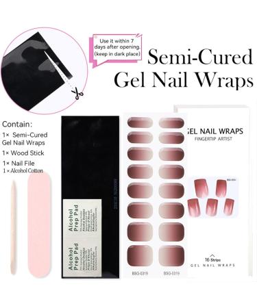 Semi Cured Gel Nails - Gradient Stickers Nail Wraps Soft Self-Adhesive - Gel Nail Stickers Semi Cured Gel Nail Wraps - Gel Nail Stickers UV Light (Pink Gradient) - Buy Online on GoSupps.com