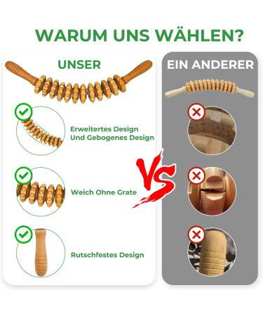 Premium Wood Fascia Roller & Massage Scooter - Beech Muscle Relaxation & Body Shaping Anti-Cellulite Gua Sha - Buy Online on GoSupps.com