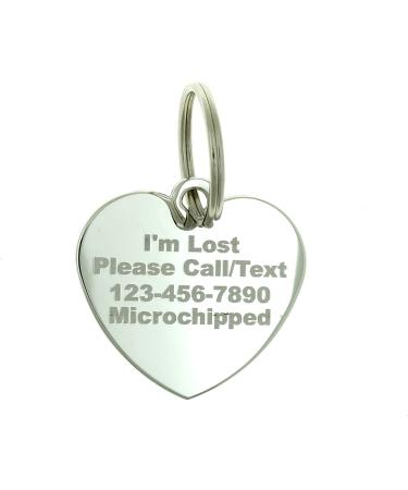 Custom Engraved Stainless Steel Heart Pet ID Tag with Rhinestones - Personalized Cat Dog Jewelry - Buy Online on GoSupps.com