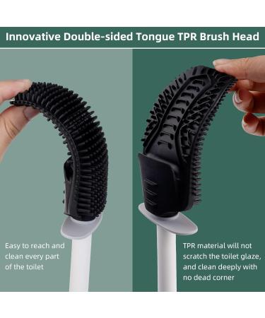 Hibbent 3 Pack Silicone Toilet Bowl Brush Set with Ventilated Holder - Grey | Bathroom Deep Cleaning Kit for Flexible Scrubbing - Toilet Scrubber - Buy Online on GoSupps.com