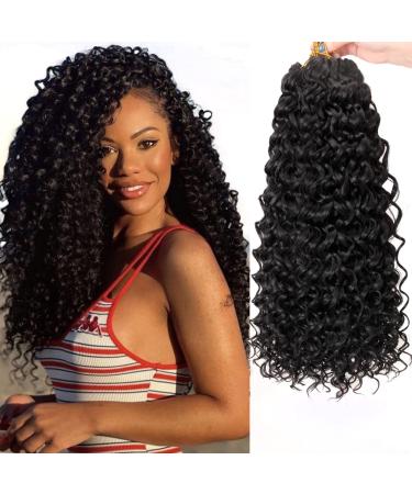 18inch Synthetic Deep Twist Crochet hair Bohemian Crochet Braids Natural Black Deep Wave Braiding hair Extensions (5Packs 1B) 1B 18 Inch (Pack of 5)