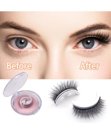 Fake Eyelashes 1 Pair Self-adhesive False Eyelashes Makeup Eyelashes with Crystal Case Realistic Lashes for Beginners Women Bushy Fake Eyelashes - Buy Online on GoSupps.com