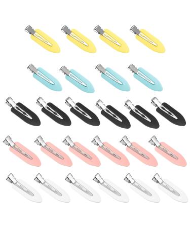 ZEVONDA 26 PCS No Crease Hair Clips - No Bend Hair Clips Makeup Hair Clips Hair Styling Clips Hairdressing Hairpins for Girls Women (Black White Pink Yellow Blue) Black*6 + White*6 + Pink*6 + Yellow*4 + Blue*4
