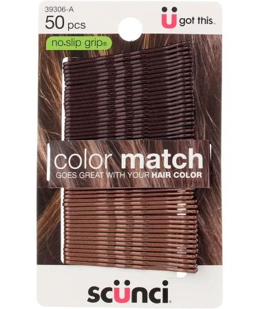 Scunci No Slip Grip Bobby Pins for Brunette Hair - 50 Pieces | Color Match & Secure Hold - Buy Online on GoSupps.com