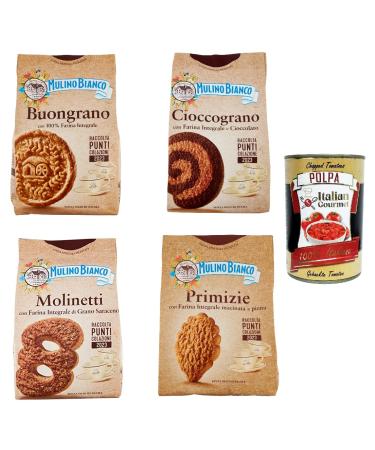 Italian Gourmet E.R. Mulino bianco Test kit 100% whole wheat flour biscuits Molinetti Buongrano Cioccograno Primizie + Italian Gourmert Pulp 400 g