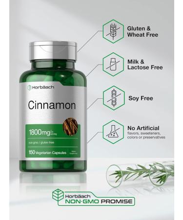 Cinnamon Capsules 1800mg | 150 Count | Ceylon Cinnamon Supplement | Vegetarian Non-GMO Gluten Free - Buy Online on GoSupps.com