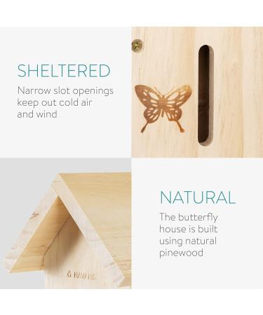 Navaris Wooden Butterfly Habitat - Pinewood Hanging Insect House for Garden - Bug Hotel Shelter - Buy Online on GoSupps.com