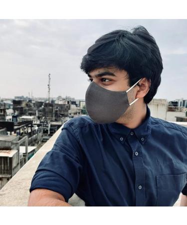 Cotton Linen Anti-Pollution Face Mask - 3 Layered Adjustable Washable & Reusable (Mud & Leaves) - International Shipping Available - Buy Online on GoSupps.com