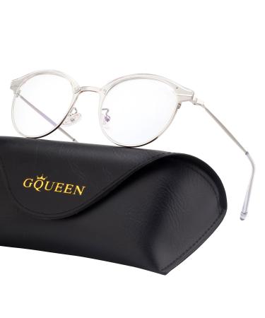GQUEEN Semi Rimless Blue Light Blocking Computer Glasses Anti Eye Fatigue with Transparent Lens GQ022