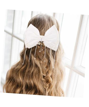 FRCOLOR Girl Hair Accessories Girls Hair Accessories Pearl Hair Clips Bridal Hair Accessories Fringe Trim Girl Bows Pearls Hair Bow Girls Hair Bows White Miss Metal Headgear Wedding - Buy Online on GoSupps.com