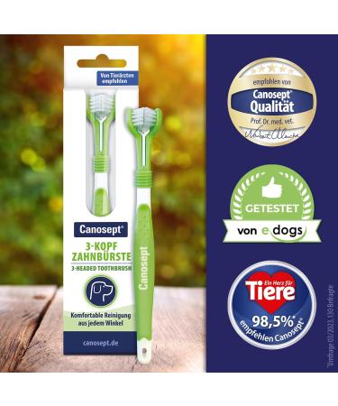 Canosept 3 Head Dog Toothbrush Comfortable Dental Care for Dogs Effective Tartar Remover & Bad Breath Solution 1 Piece - Buy Online on GoSupps.com