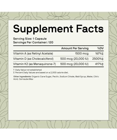 Nutriissa ADK 20 - Immune & Bone Health Support with Vitamins A, D & K (25,000 IU) - 4-Month Supply - EPEB Certified for Purity & Potency - 120 Vegan Capsules - Buy Online on GoSupps.com