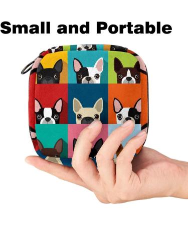 Menstrual Bag with Zipper for Women & Girls - Cute Boston Terrier Design | International Shipping Available - Buy Online on GoSupps.com