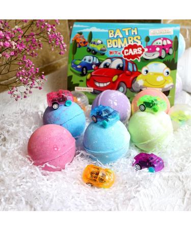 CF Natural Daily Cars Bath Bomb Gift Set - 6 Pack 7oz Huge Bath Bombs for Kids | Organic Rich Foam, Strong Fizzie Formula | With Pull-Back Cars Inside | Children's Bath Time Fun - Buy Online on GoSupps.com