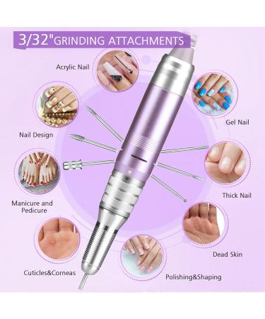 AZ GOGO Electric Nail Cutter - Professional 35000 RPM Nail File for Gel & Acrylic Nails | Portable Manicure & Pedicure Set with 5 Attachments | Adjustable Speed & Direction - Violet - Buy Online on GoSupps.com