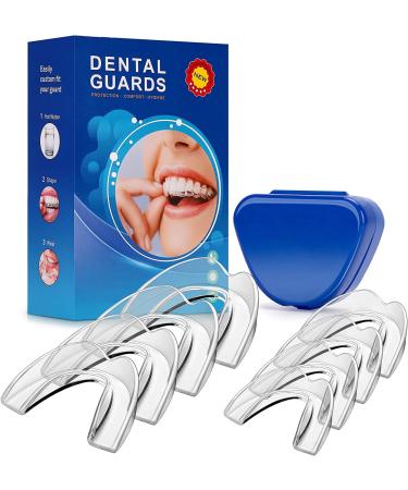 Mouth Guard for Grinding Teeth ,Comes in 2 Sizes for Light and Heavy Grinding ,Comfortable Custom Mold for Clenching at Night, Bruxism, Whitening Tray & Guard - 8 Packs Transparent