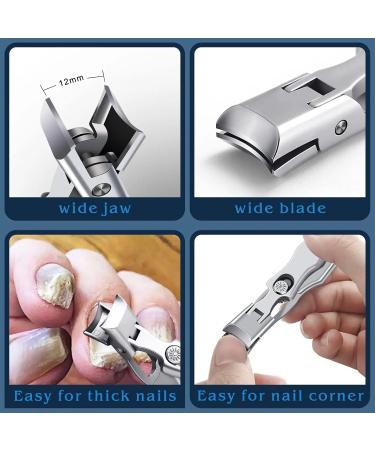 Nail Clippers Extra Large Heavy Duty Wide Jaw Opening No Splash Fingernail Cutters Long Handle with Catcher File - Buy Online on GoSupps.com
