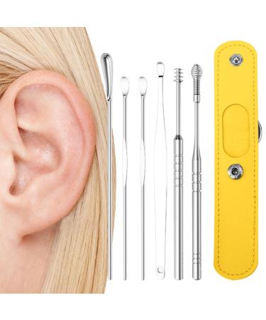ZUKPUMNE Ear Wax Removal Ear Wax Removal Kit Ear Cleaner with Camera Professional Double-Headed Ear Pick Manual Ear Irrigation Flushing System for Adults and Kids. Yellow