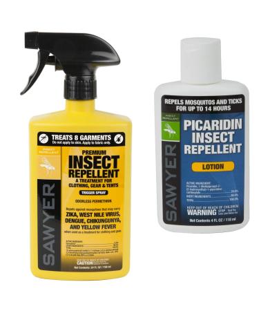 Sawyer Products Premium Permethrin Clothing Insect Repellent (24-Oz Trigger Spray) and Sawyer Products Insect Repellent w/ 20% Picaridin (4-Oz Lotion) Bundle