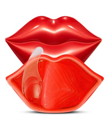 Charm Kiss 20Pcs Moisturizing Lip Mask Lip Sleep Mask Reduces Lip Lines and Restores Moisture Lip Mask Effectively Nourishes the Lip Skin Gel Treatment Lip Masks Plumping Lips Mask Lip Care Products (Red)