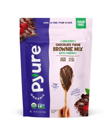 Pyure Organic Chocolate Brownie Mix, Keto Brownie Mix, Sugar Free Chocolate Fudge Low Carb Brownie Mix, Gluten Free Baking Mixes, Vegan Brownie, Keto Snack, 4 Net Carbs, 10 oz