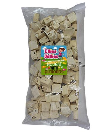 Ellies Jellies Nougat with Almonds 1kg Bag Almonds Fillings Square Shaped Rich Flavour Soft Nougat