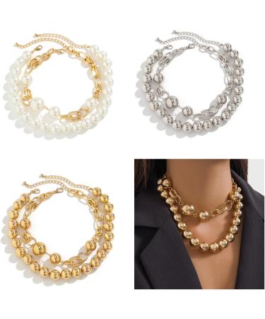 OralGos Stylish Double Layer Pearl Necklace - Punk Gothic Choker Collar Fashion Jewelry for Women - White - Buy Online on GoSupps.com