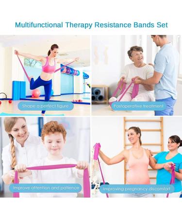 Latex-Free Therapy Flat Resistance Bands Set - 5ft Long for Stretching, Flexibility, Pilates, Yoga - Pink, Purple, Blue (3 Pack) - Ideal for Gymnastics, Rehab, and Workout - Buy Online on GoSupps.com
